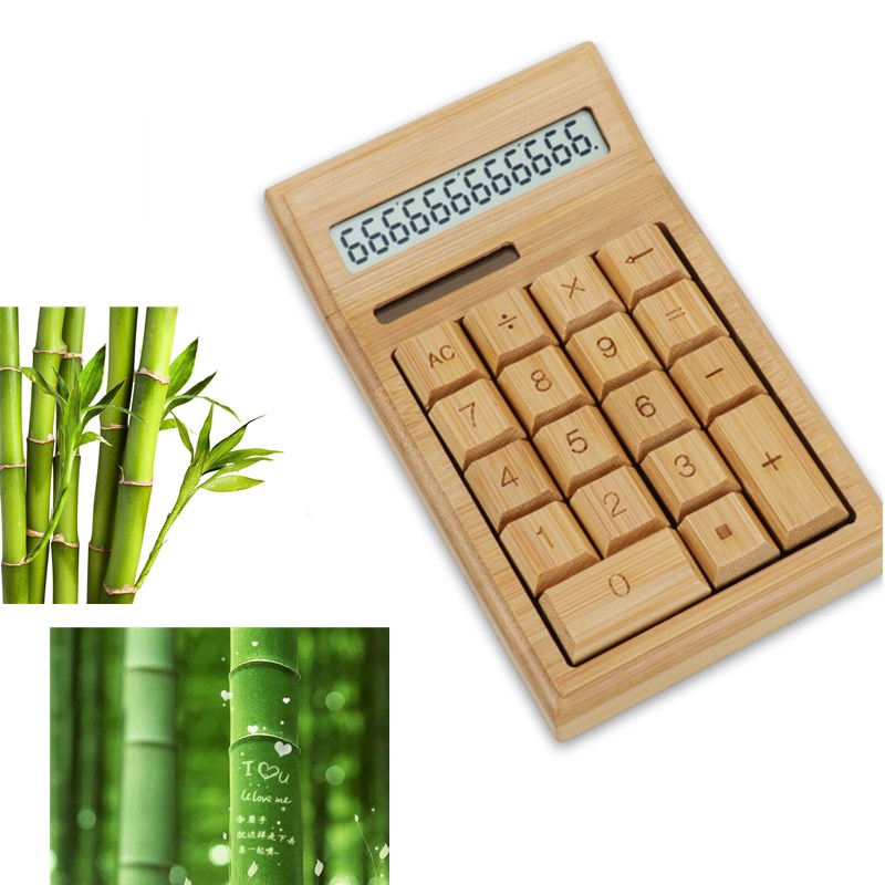 Solar Powered LCD Bamboo Calculator by HitMyNeed