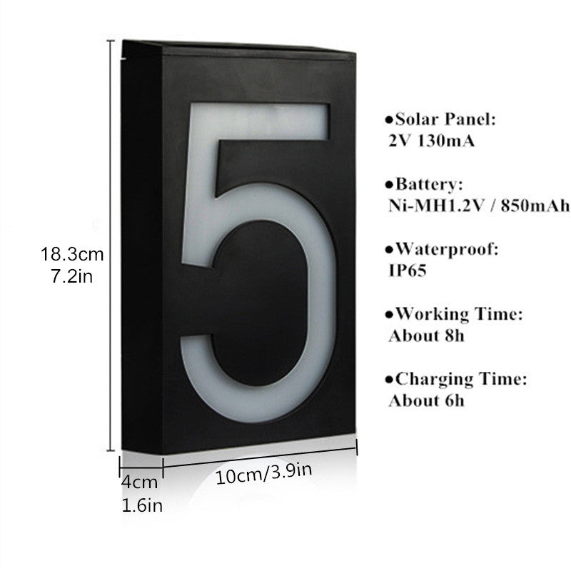 Solar Powered LED House Number Door Plate Sign by HitMyNeed