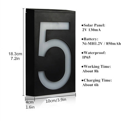 Solar Powered LED House Number Door Plate Sign by HitMyNeed