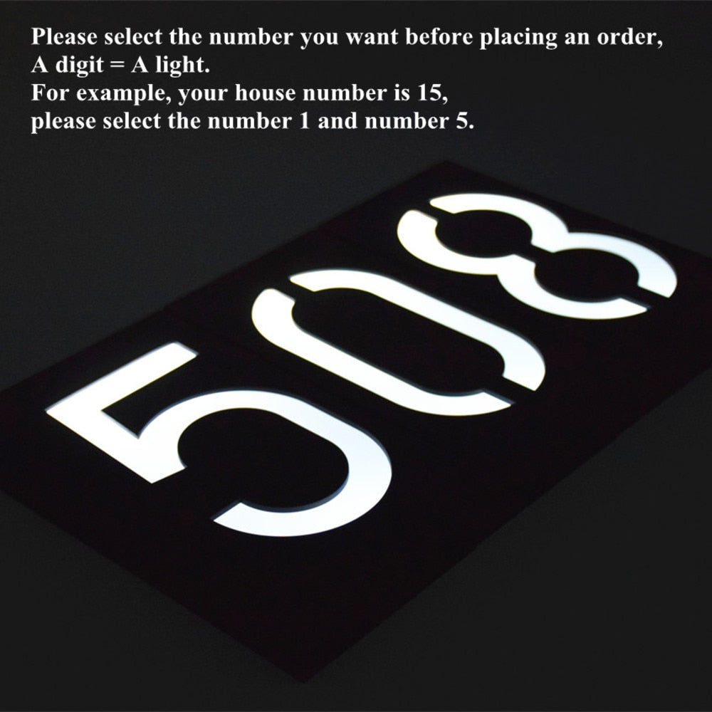 Solar Powered LED House Number Door Plate Sign by HitMyNeed