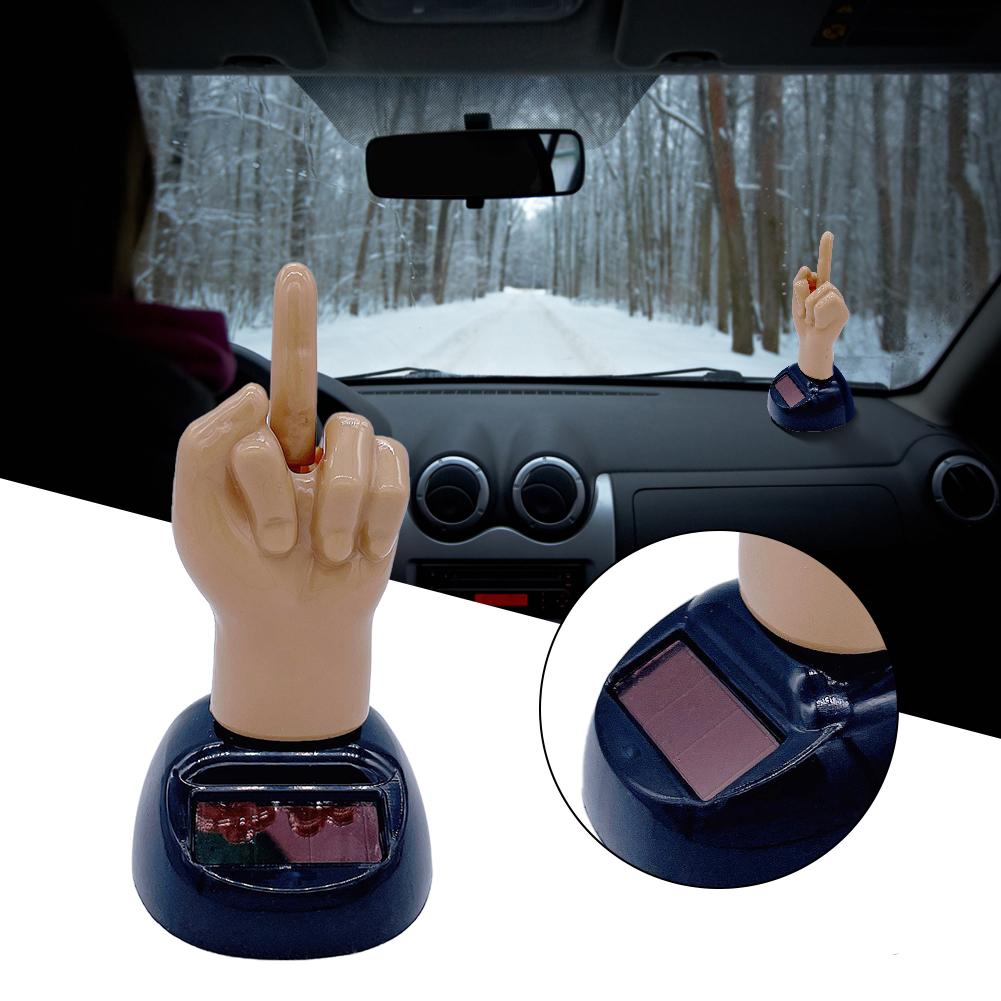 Solar Powered Middle Finger Dashboard Bobblehead by HitMyNeed