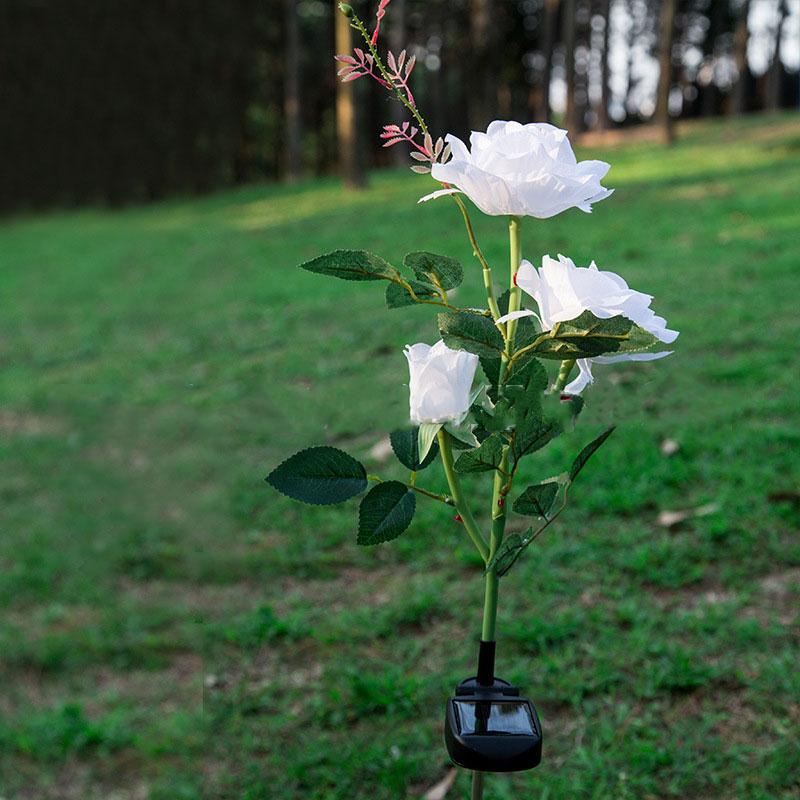 Solar Rose Shaped LED Garden Light - White by HitMyNeed