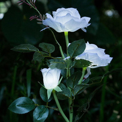 Solar Rose Shaped LED Garden Light - White by HitMyNeed
