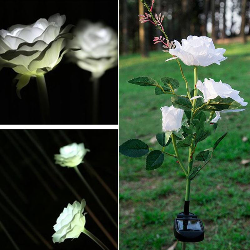 Solar Rose Shaped LED Garden Light - White by HitMyNeed