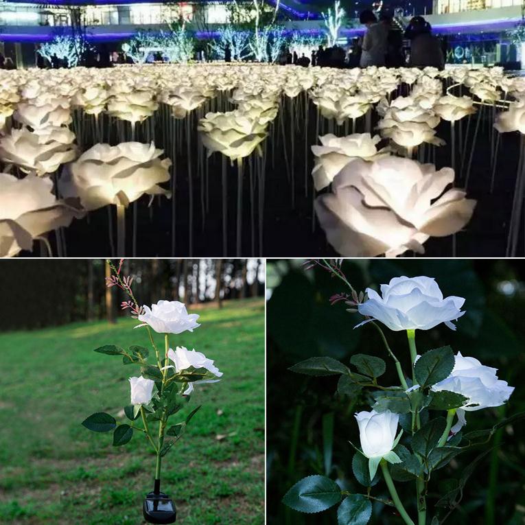 Solar Rose Shaped LED Garden Light - White by HitMyNeed