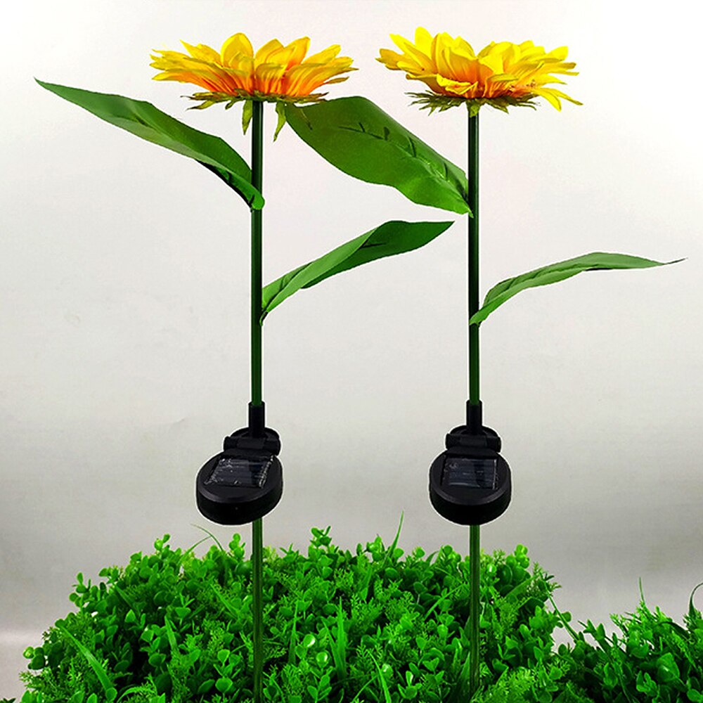 Solar Sunflower Garden Lights, Warm White LED (2 Pack) by HitMyNeed