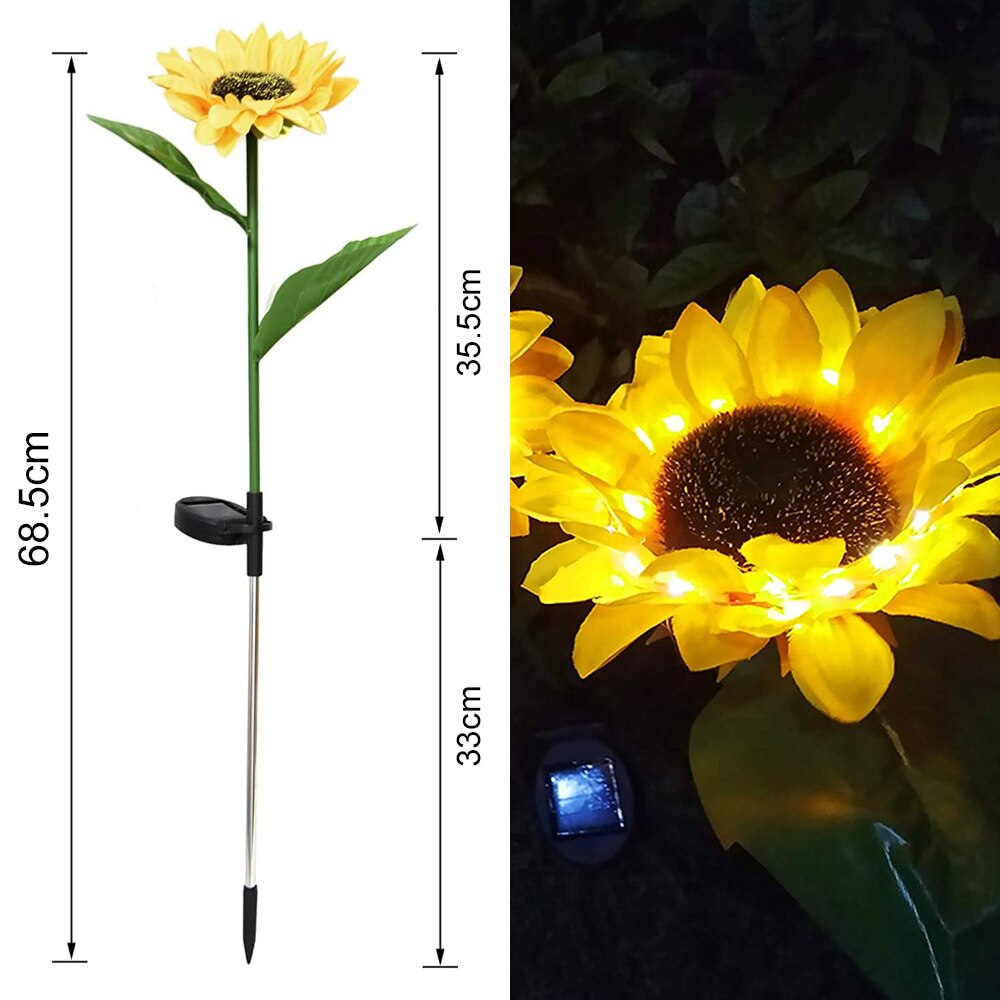 Solar Sunflower Garden Lights, Warm White LED (2 Pack) by HitMyNeed