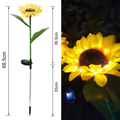 Solar Sunflower Garden Lights, Warm White LED (2 Pack) by HitMyNeed