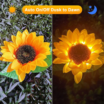 Solar Sunflower Garden Lights, Warm White LED (2 Pack) by HitMyNeed