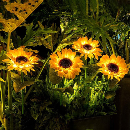 Solar Sunflower Garden Lights, Warm White LED (2 Pack) by HitMyNeed
