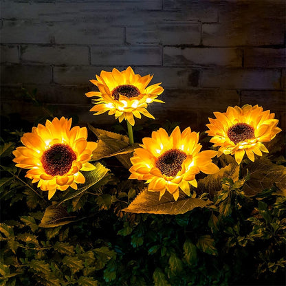 Solar Sunflower Garden Lights, Warm White LED (2 Pack) by HitMyNeed