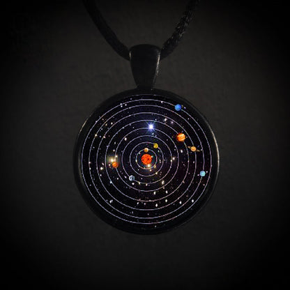 Solar System Galaxy Cabochon Glass Pendant Necklace by HitMyNeed