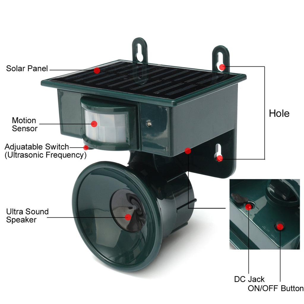 Solar Ultrasonic Bird Repeller with Motion Sensor by HitMyNeed