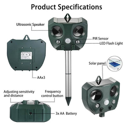 Solar Ultrasonic Cat & Animal Repeller by HitMyNeed