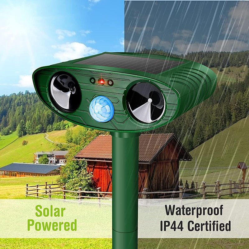 Solar Ultrasonic Cat & Dog Repellent, IPX4 by HitMyNeed