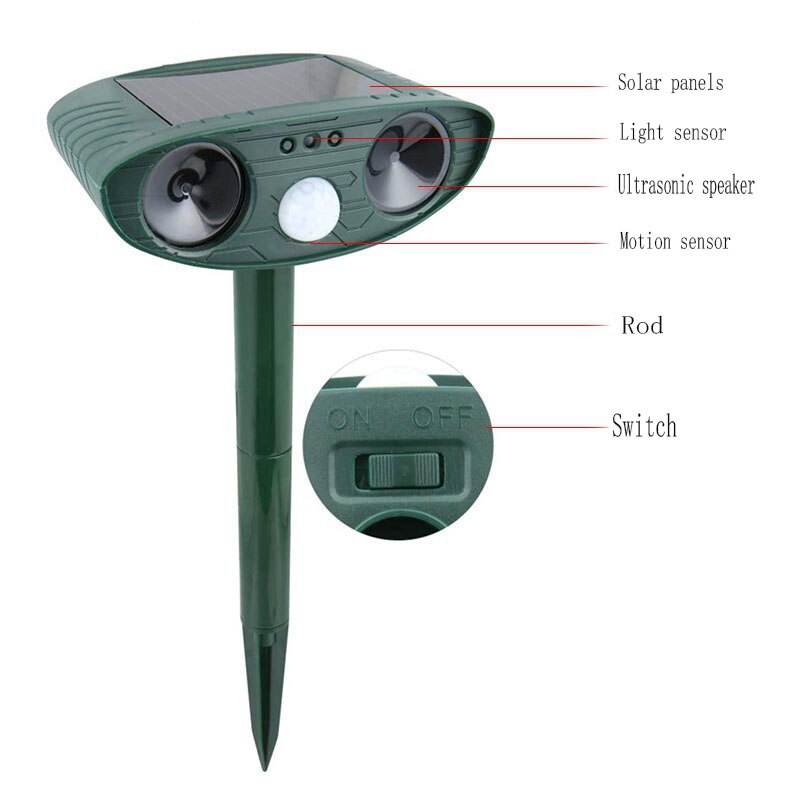 Solar Ultrasonic Cat & Dog Repellent, IPX4 by HitMyNeed