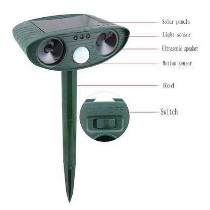 Solar Ultrasonic Cat & Dog Repellent, IPX4 by HitMyNeed