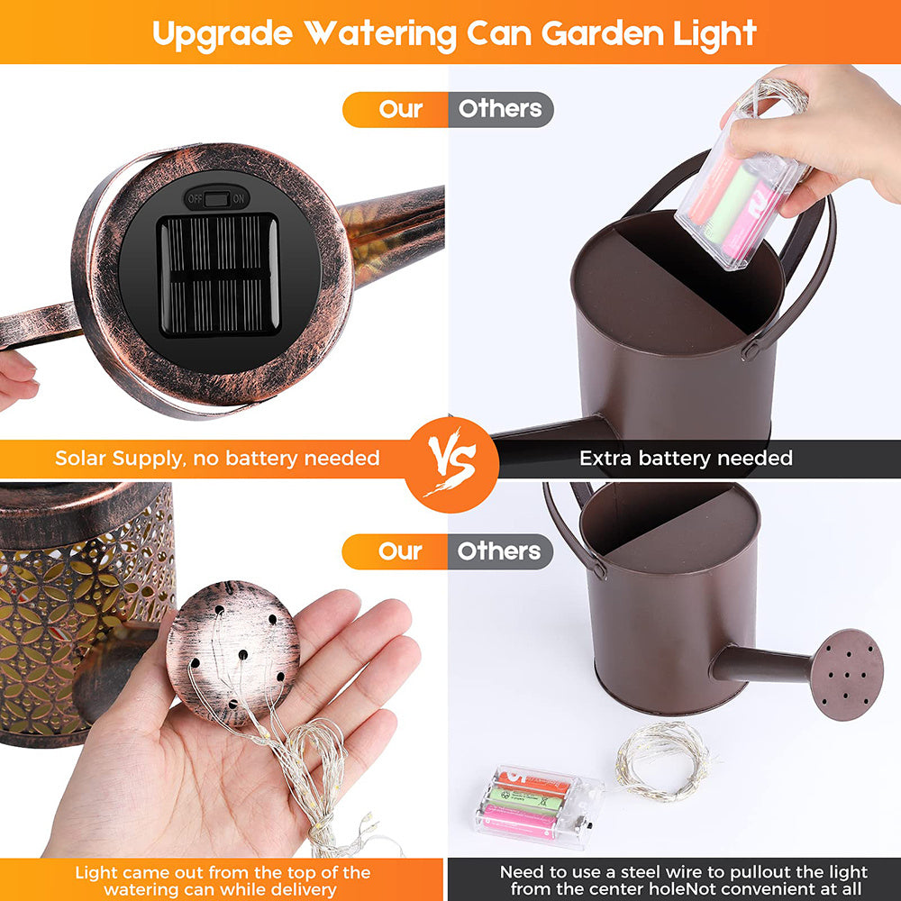 Solar Watering Can Waterfall Light for Garden Decor by HitMyNeed