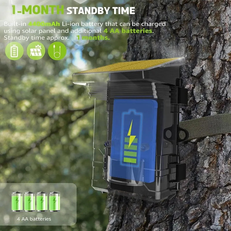 Solar Wildlife Trail Camera 50MP 4K with Night Vision by HitMyNeed