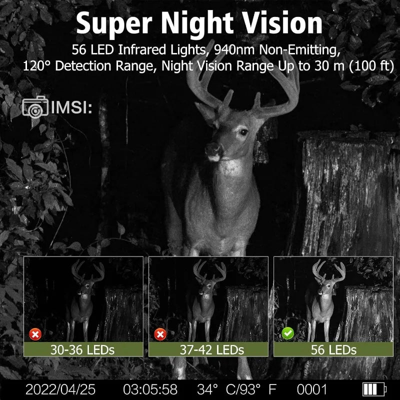 Solar Wildlife Trail Camera 50MP 4K with Night Vision by HitMyNeed
