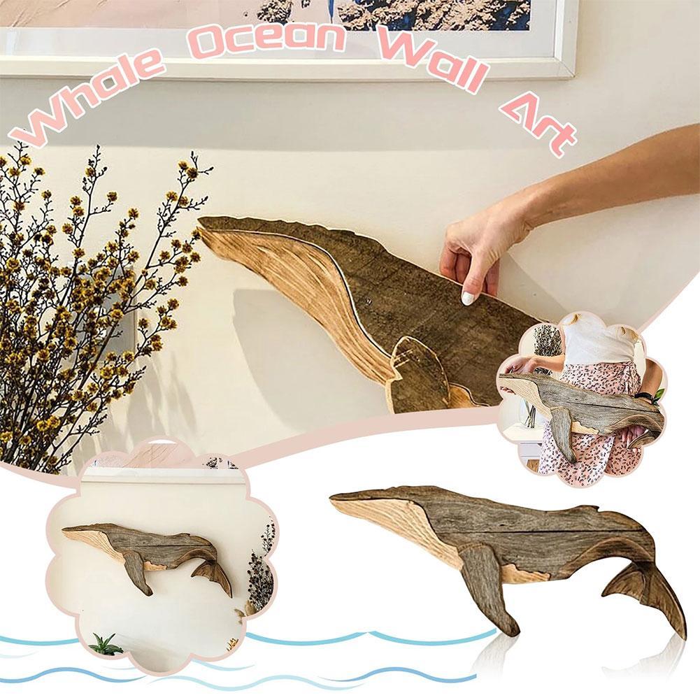 Solid Carved Wooden Whale Wall Decor by HitMyNeed