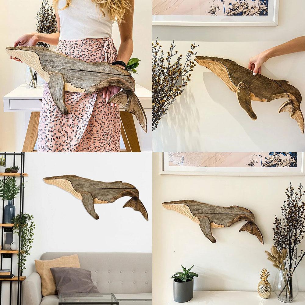Solid Carved Wooden Whale Wall Decor by HitMyNeed