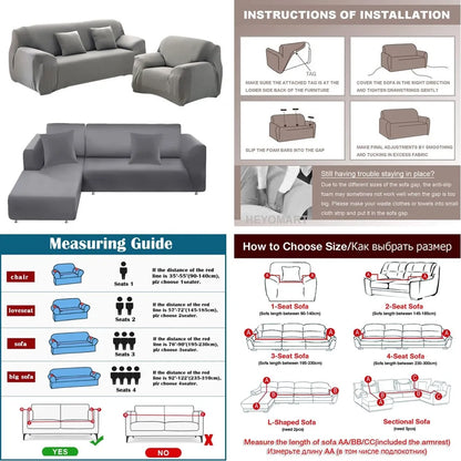 Solid Color Elastic L-Shaped Sofa Covers with Pillowcase by HitMyNeed