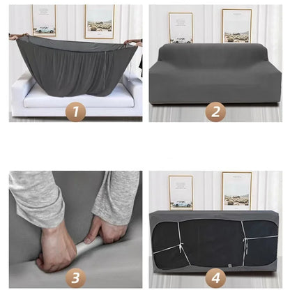 Solid Color Stretch Sofa Cover for 1-4 Seater Couches by HitMyNeed