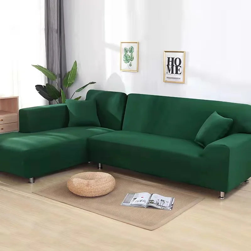 Solid Color Stretch Sofa Cover for 1-4 Seater Couches blackish-green 4-seat-235-300cm by HitMyNeed