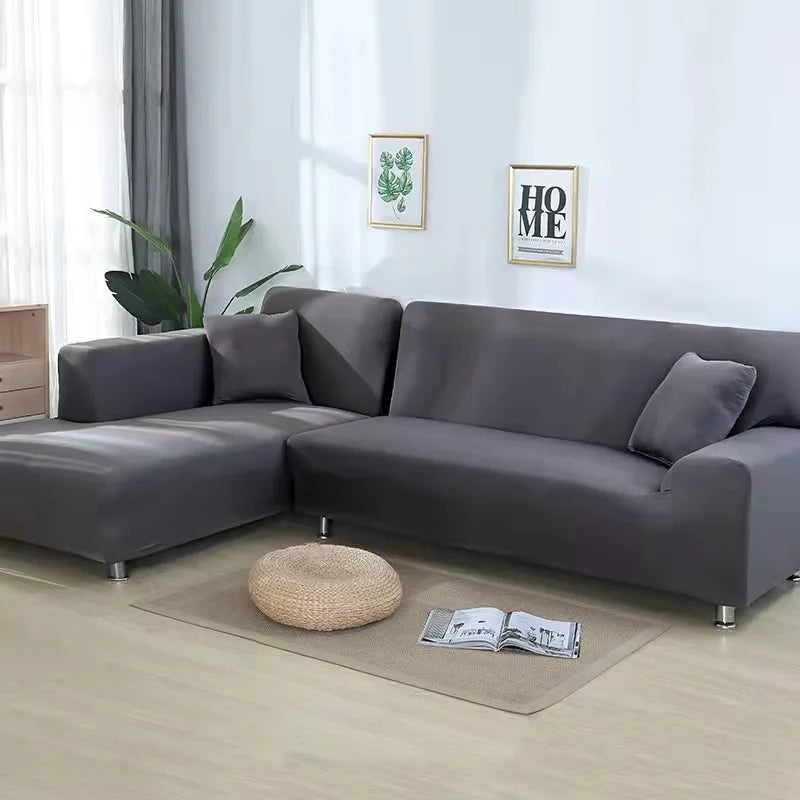 Solid Color Stretch Sofa Cover for 1-4 Seater Couches dark-grey 4-seat-235-300cm by HitMyNeed