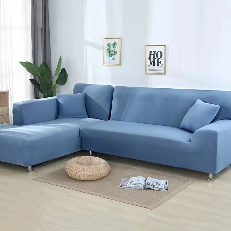 Solid Color Stretch Sofa Cover for 1-4 Seater Couches grey-blue 4-seat-235-300cm by HitMyNeed
