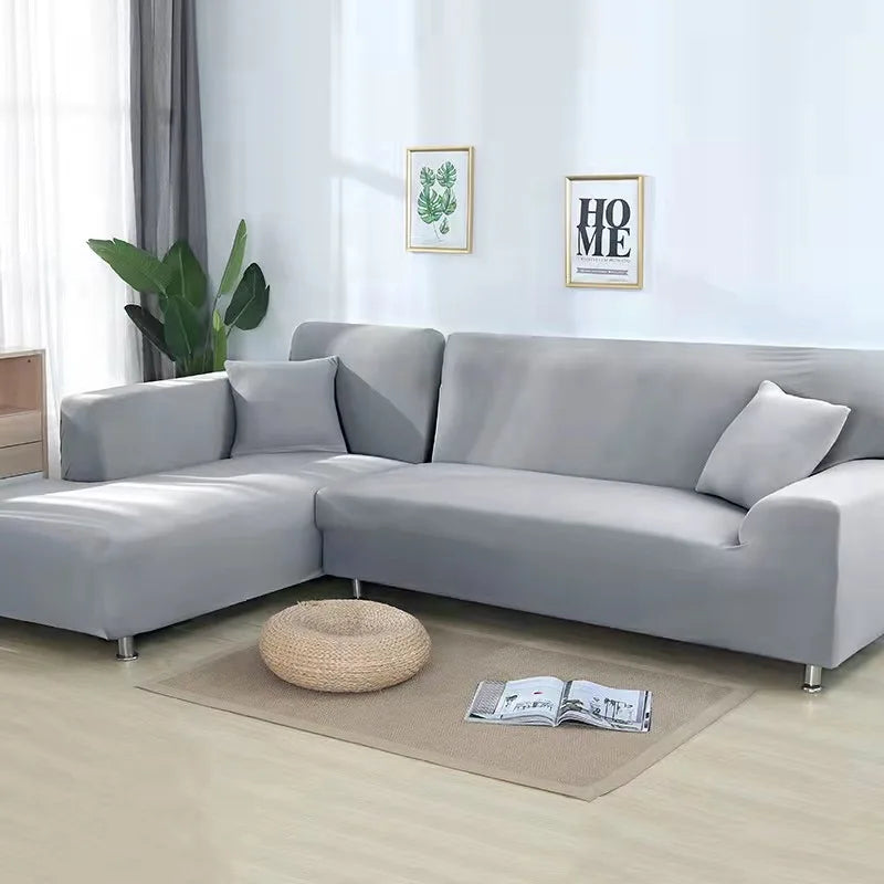 Solid Color Stretch Sofa Cover for 1-4 Seater Couches light-grey 4-seat-235-300cm by HitMyNeed