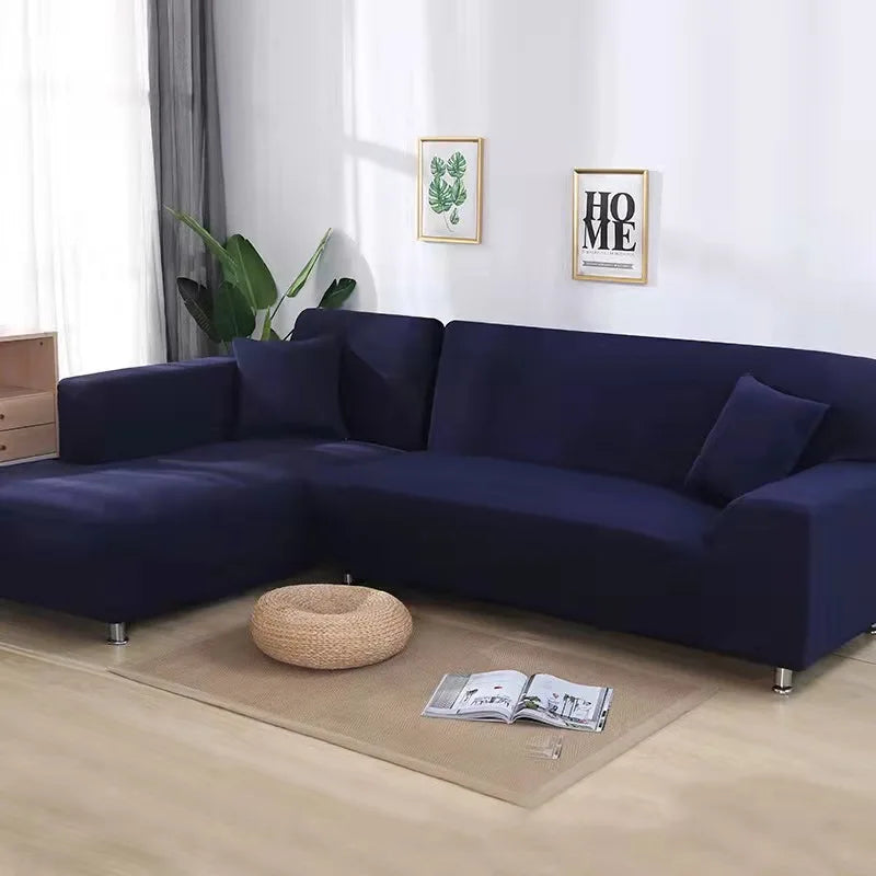 Solid Color Stretch Sofa Cover for 1-4 Seater Couches navy-blue 4-seat-235-300cm by HitMyNeed