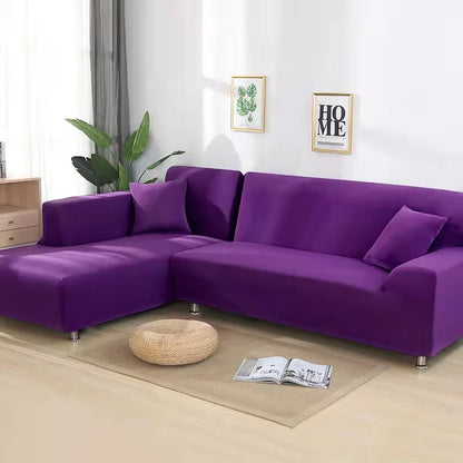 Solid Color Stretch Sofa Cover for 1-4 Seater Couches purple 4-seat-235-300cm by HitMyNeed