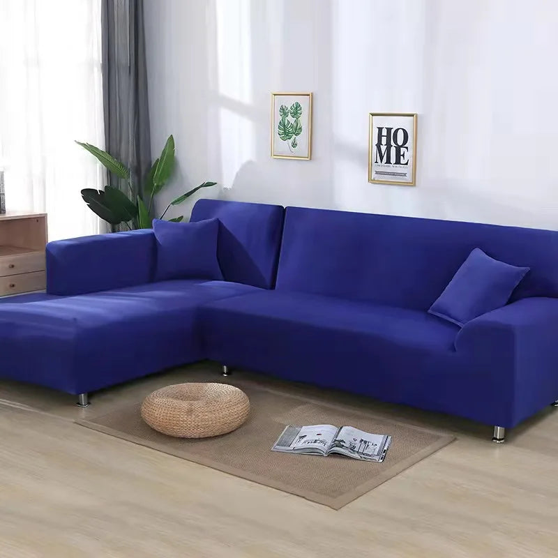 Solid Color Stretch Sofa Cover for 1-4 Seater Couches sapphire-blue 4-seat-235-300cm by HitMyNeed