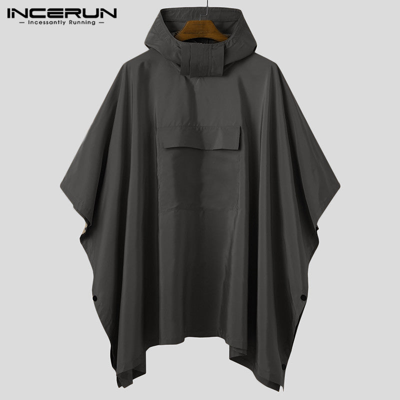 Solid Quick-Dry Hooded Poncho Coat with Pockets by HitMyNeed
