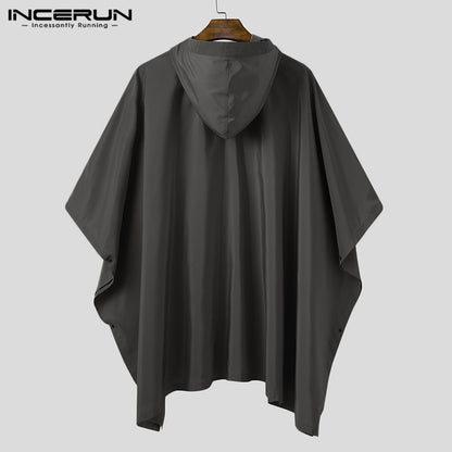 Solid Quick-Dry Hooded Poncho Coat with Pockets by HitMyNeed
