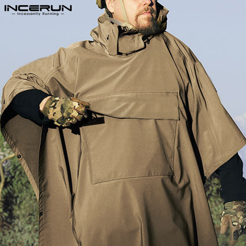 Solid Quick-Dry Hooded Poncho Coat with Pockets by HitMyNeed