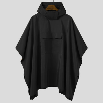 Solid Quick-Dry Hooded Poncho Coat with Pockets black 5xl by HitMyNeed