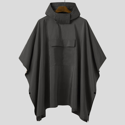 Solid Quick-Dry Hooded Poncho Coat with Pockets gray xxl by HitMyNeed