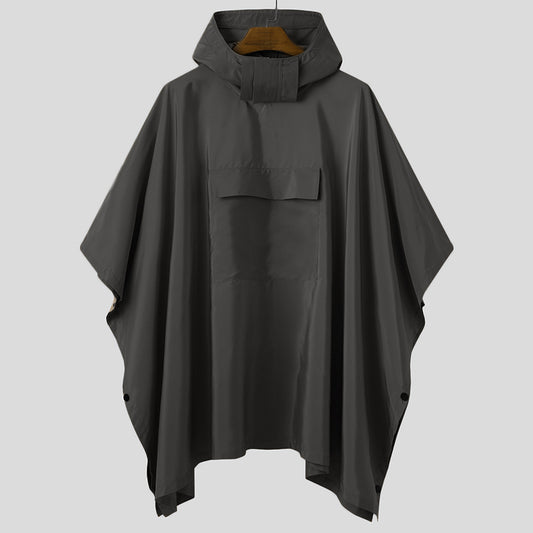 Solid Quick-Dry Hooded Poncho Coat with Pockets gray xxl by HitMyNeed