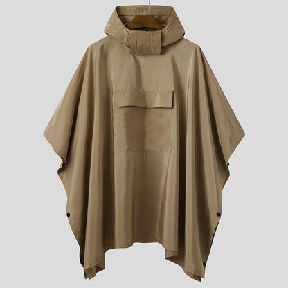 Solid Quick-Dry Hooded Poncho Coat with Pockets khaki s by HitMyNeed