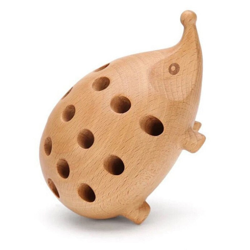 Solid Wood Hedgehog Pen Holder with Pencils by HitMyNeed