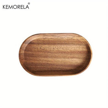Solid Wood Round Dessert & Snack Plate 20cm 1pcs-darkcolor by HitMyNeed