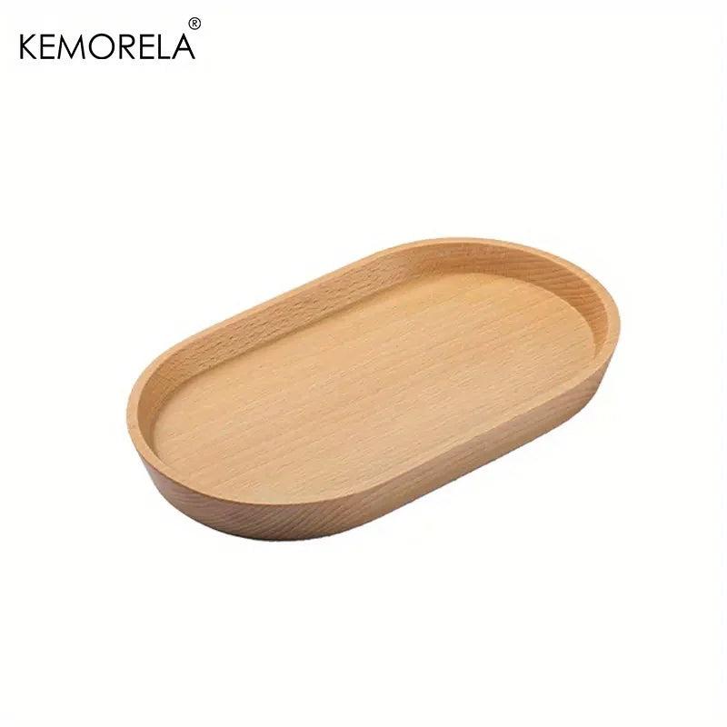 Solid Wood Round Dessert & Snack Plate 20cm 1pcs-light-colored by HitMyNeed