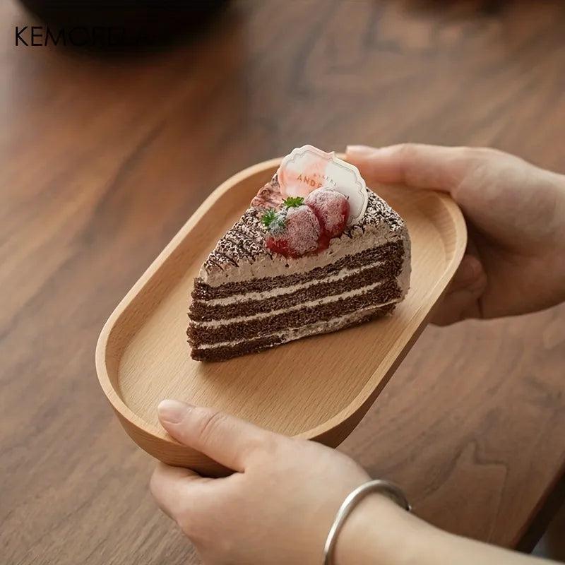 Solid Wood Round Dessert & Snack Plate 20cm by HitMyNeed