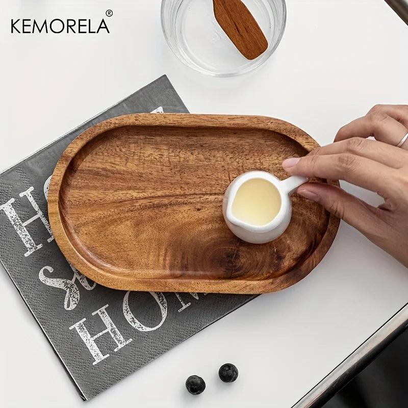 Solid Wood Round Dessert & Snack Plate 20cm by HitMyNeed