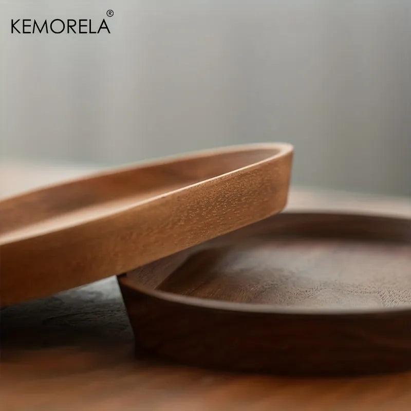 Solid Wood Round Dessert & Snack Plate 20cm by HitMyNeed