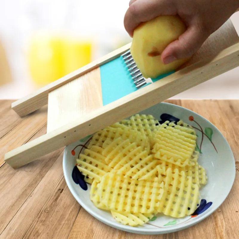 Solid Wood Wave Vegetable Slicer and Grater Set by HitMyNeed