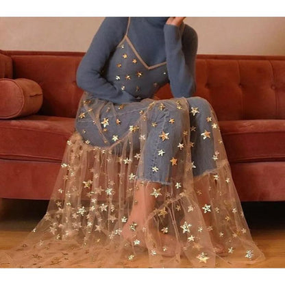 Spaghetti Strap Sheer Sparkly Tulle Cover Up Dress by HitMyNeed